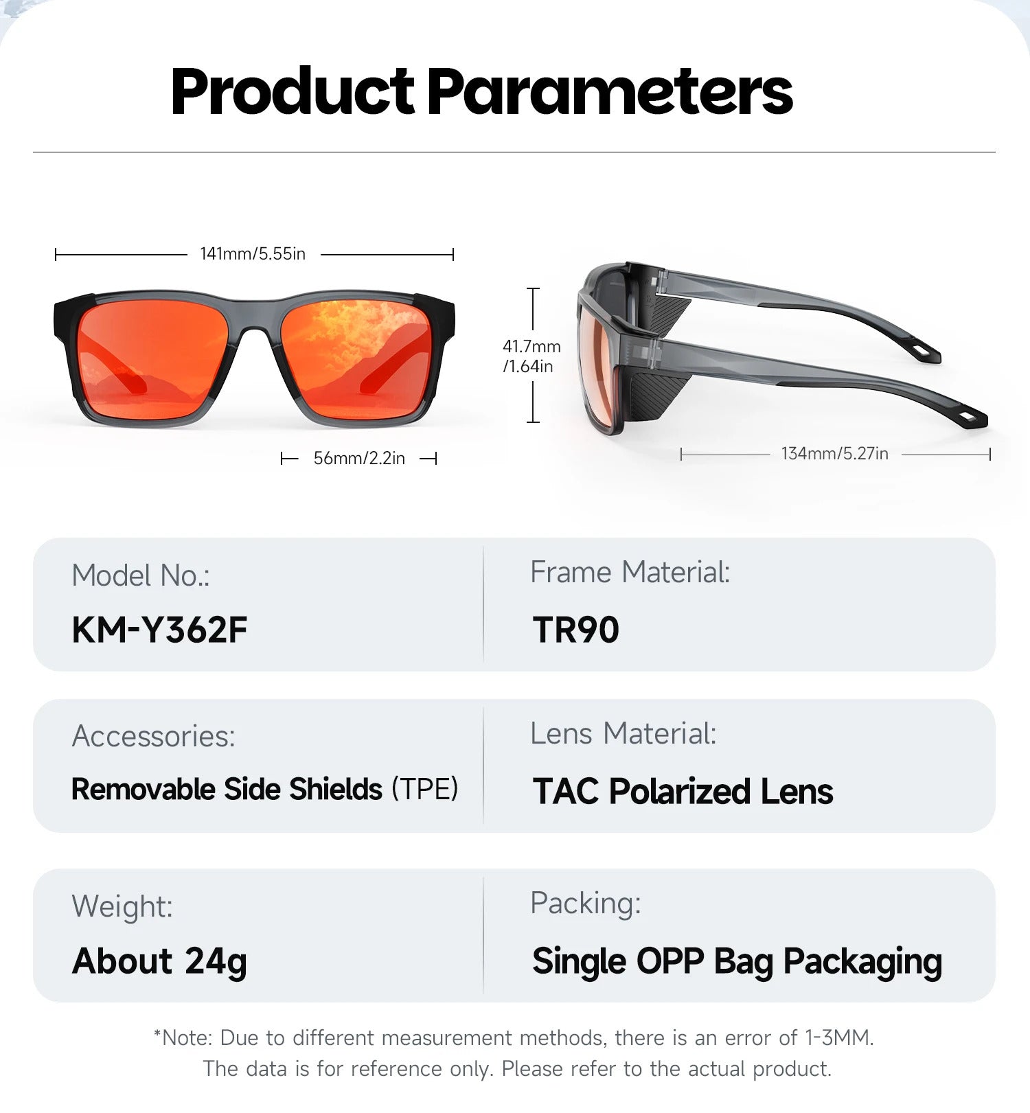 WORLUX KM-Y362F-C3 sports sunglasses with polarized mirrored lens for cycling and hiking - image 18