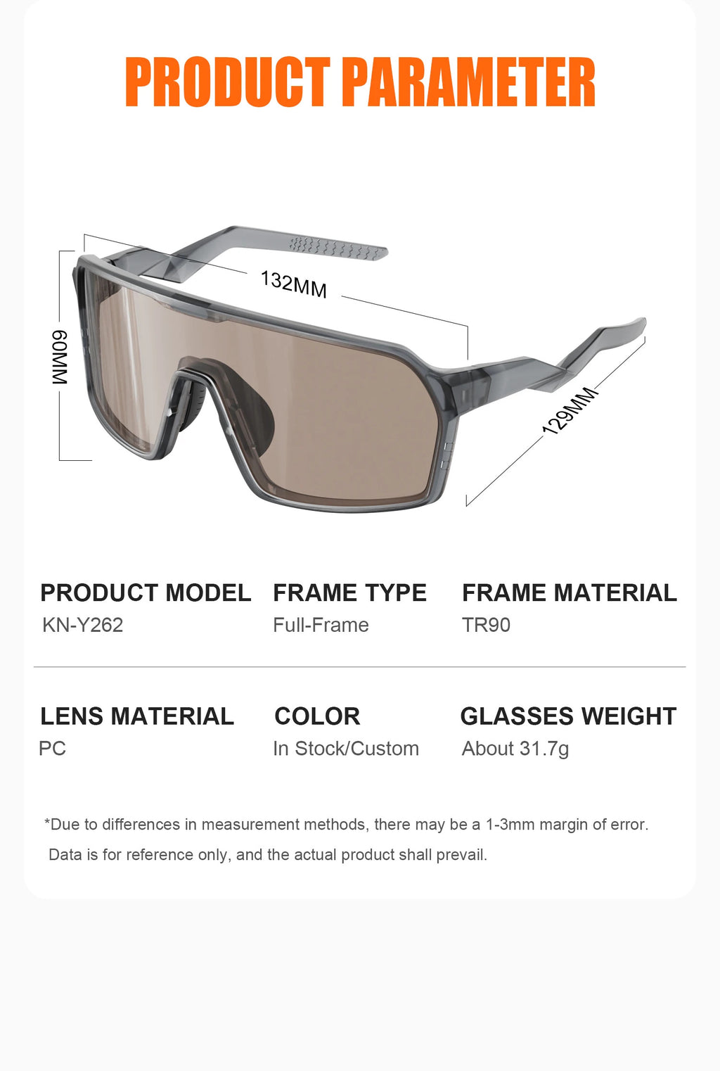 WORLUX KN-Y262-C6 sports sunglasses with polarized UV400 lens for cycling and running - image 27