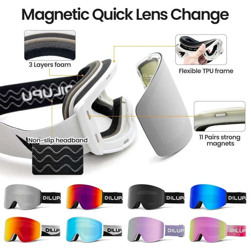 WORLUX ski goggles with magnetic lens, youth fit for snowboarding - image 4