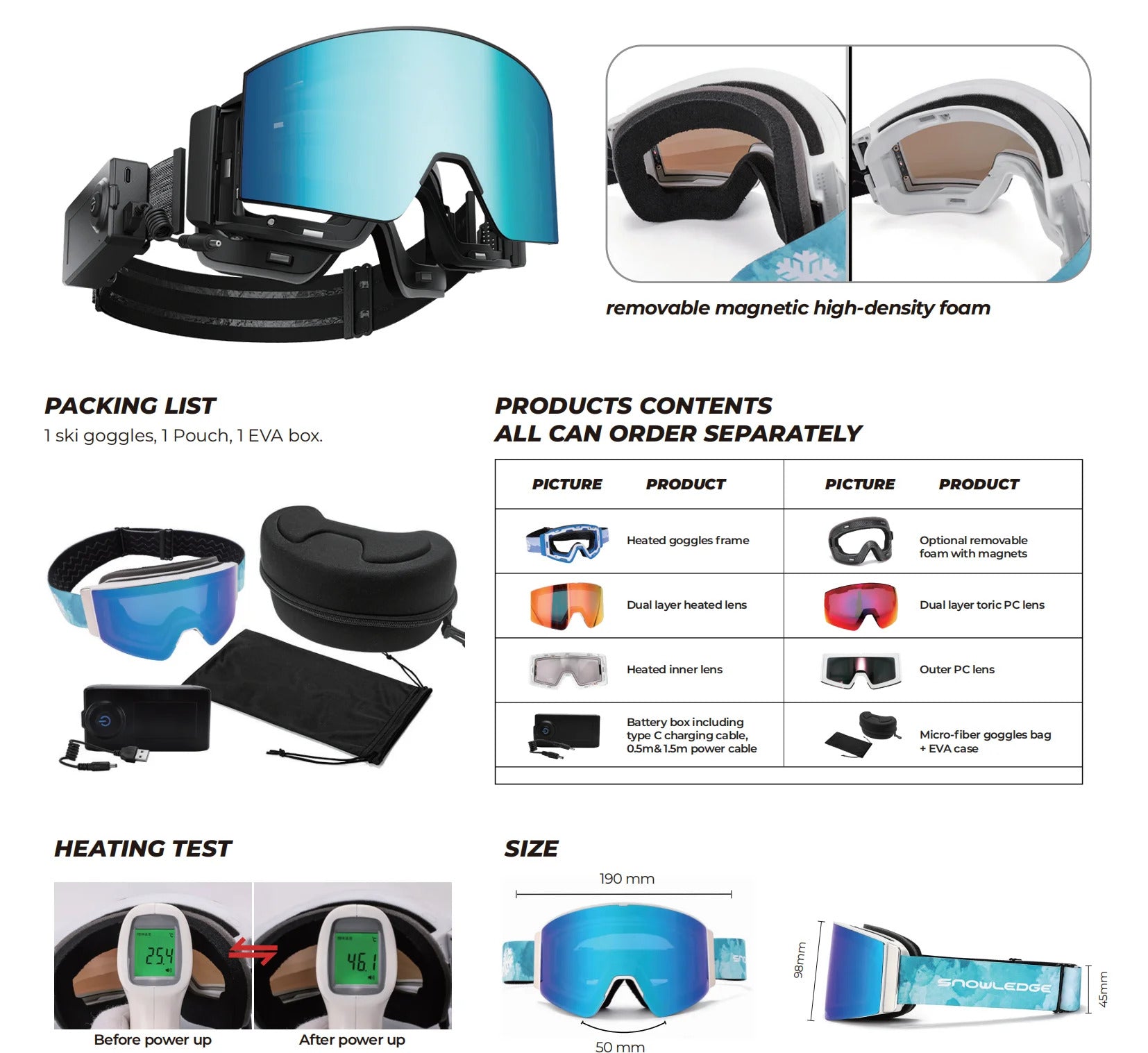 WORLUX ski goggles with magnetic lens, frameless design for snowboarding - image 6