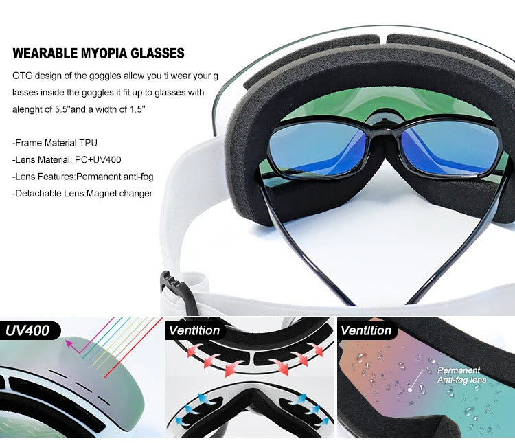 WORLUX ski goggles with anti-fog UV400 lens for snowboarding - image 15