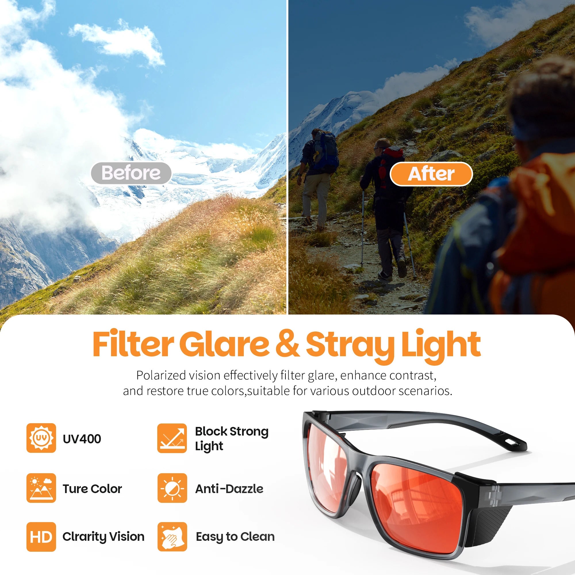WORLUX KM-Y362F-C3 sports sunglasses with polarized mirrored lens for cycling and hiking - image 4