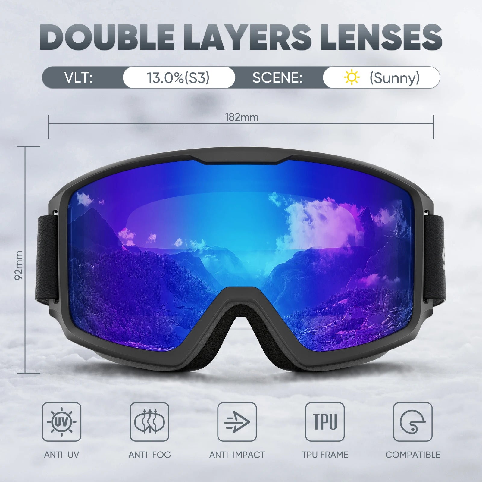 WORLUX ski goggles with anti-fog UV400 lens for snowboarding - image 8