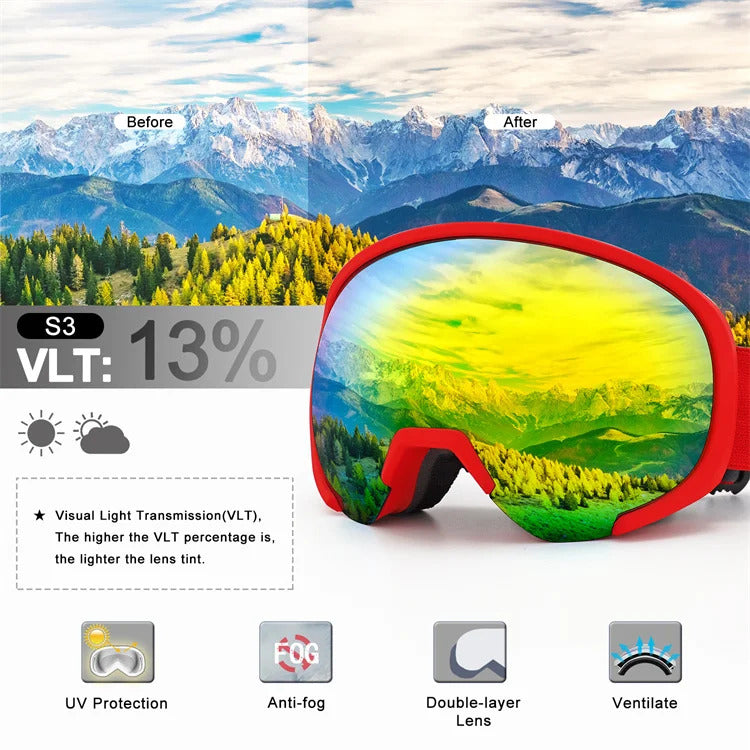 WORLUX ski goggles with anti-fog UV400 lens for snowboarding - image 6