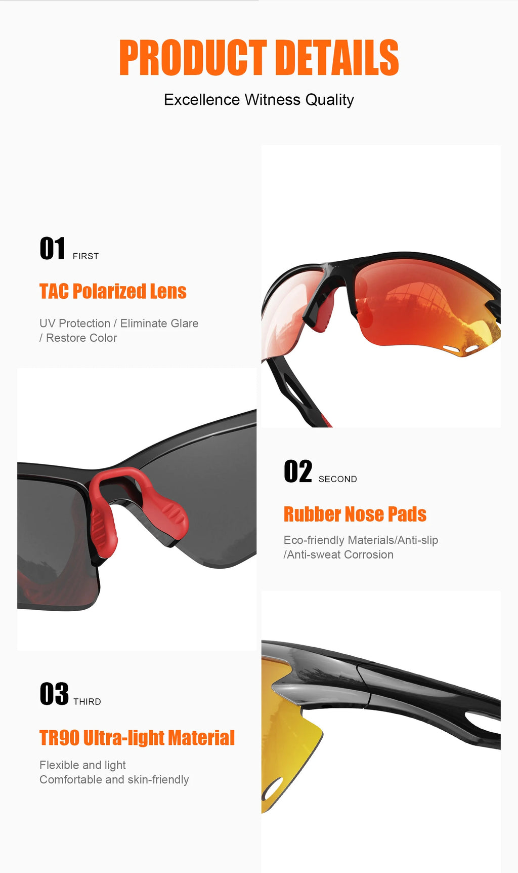 WORLUX JDS2153Y135-C2 sports sunglasses with polarized mirrored lens for cycling and running - image 18