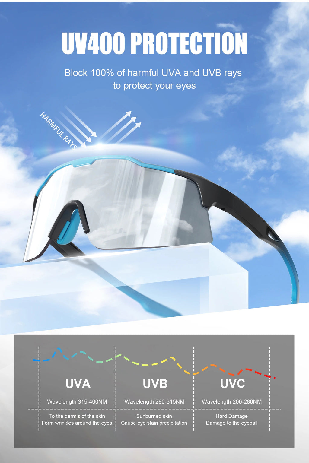 WORLUX KN11-19-C6 sports sunglasses with polarized mirrored lens for cycling and running - image 20