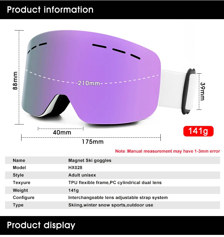 WORLUX ski goggles with anti-fog UV400 lens for snowboarding - image 13