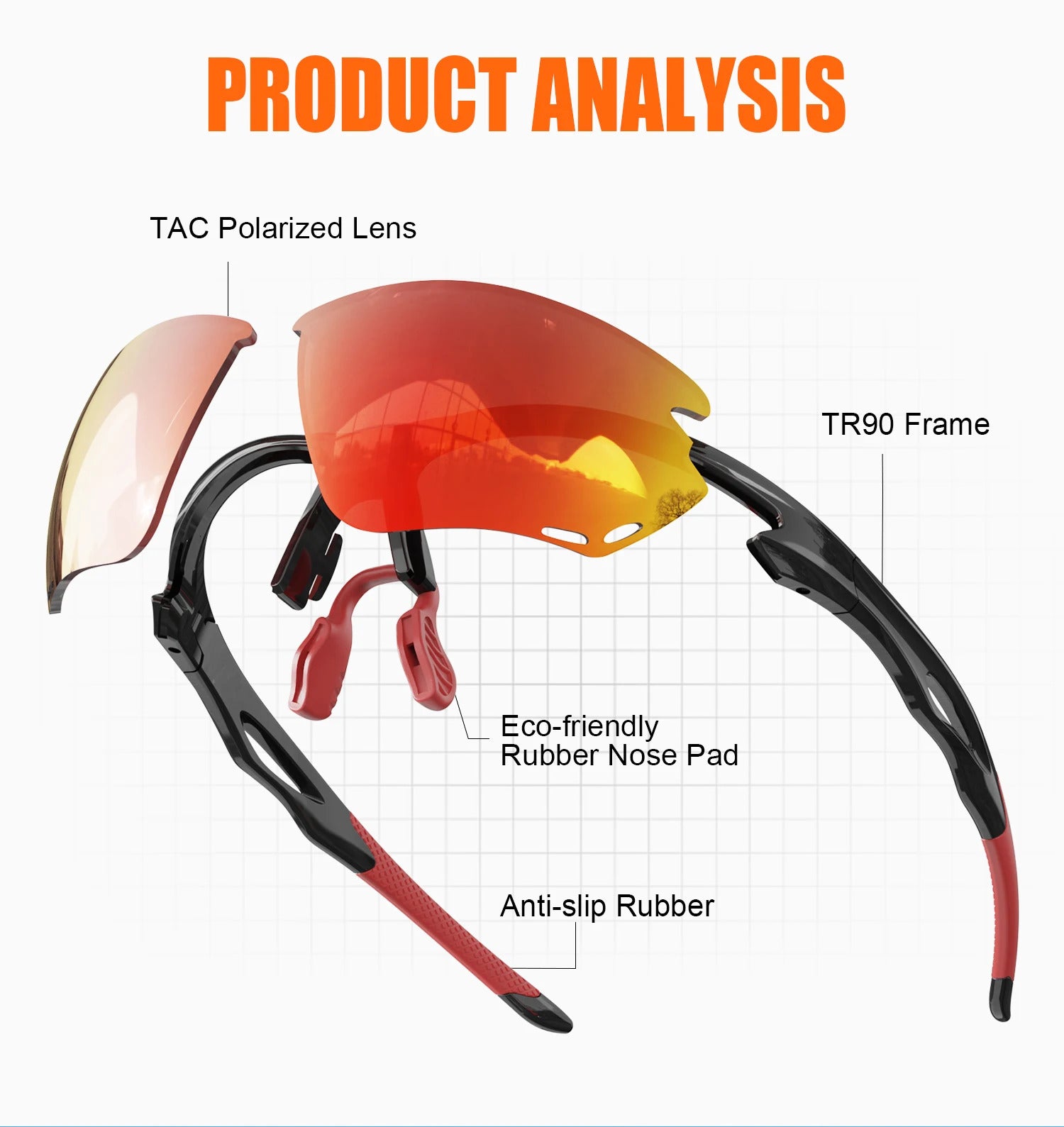 WORLUX JDS2153Y135-C2 sports sunglasses with polarized UV400 lens for cycling and running - image 14