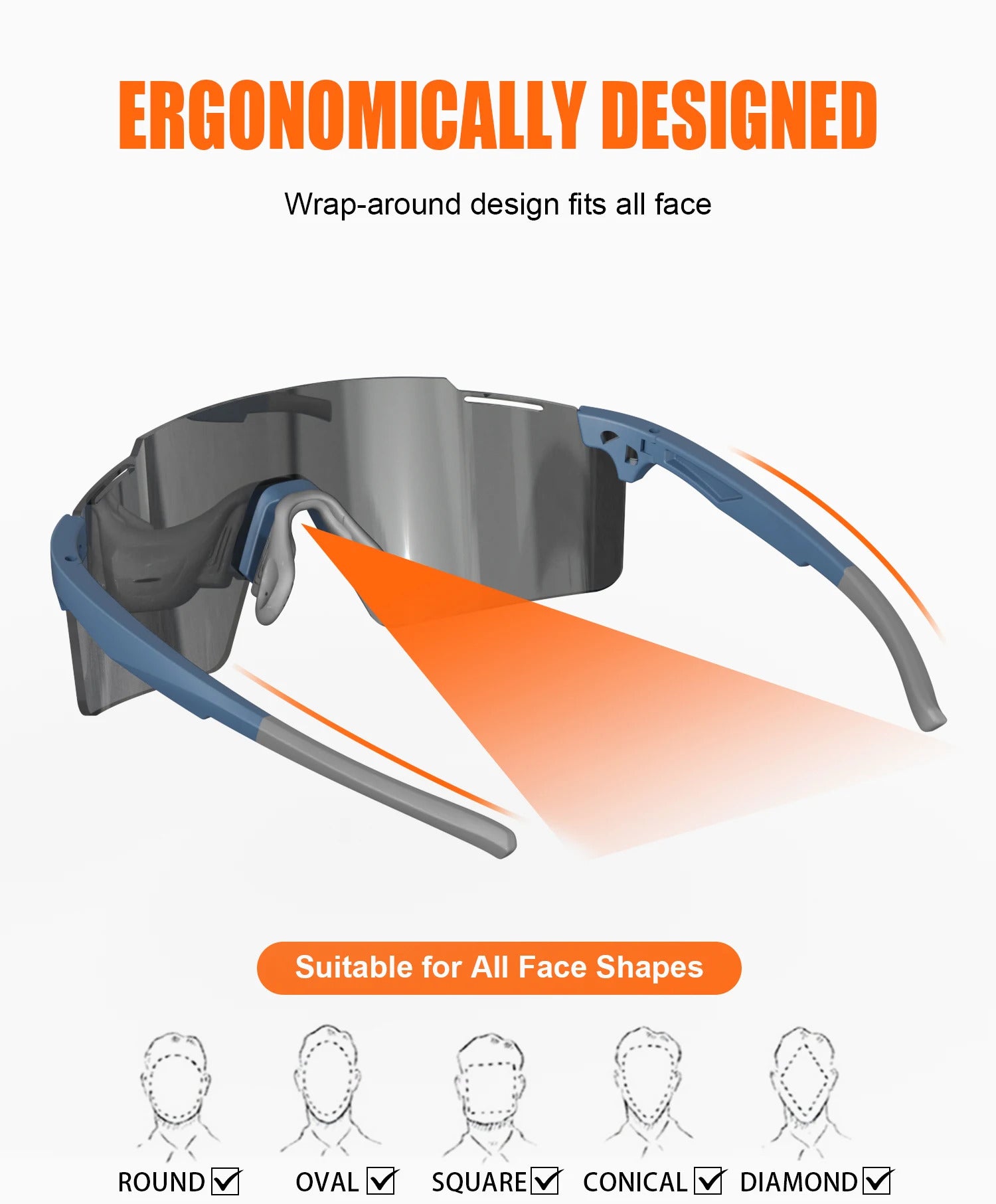 WORLUX KC03-06-C2 sports sunglasses with polarized mirrored lens for cycling and running - image 19