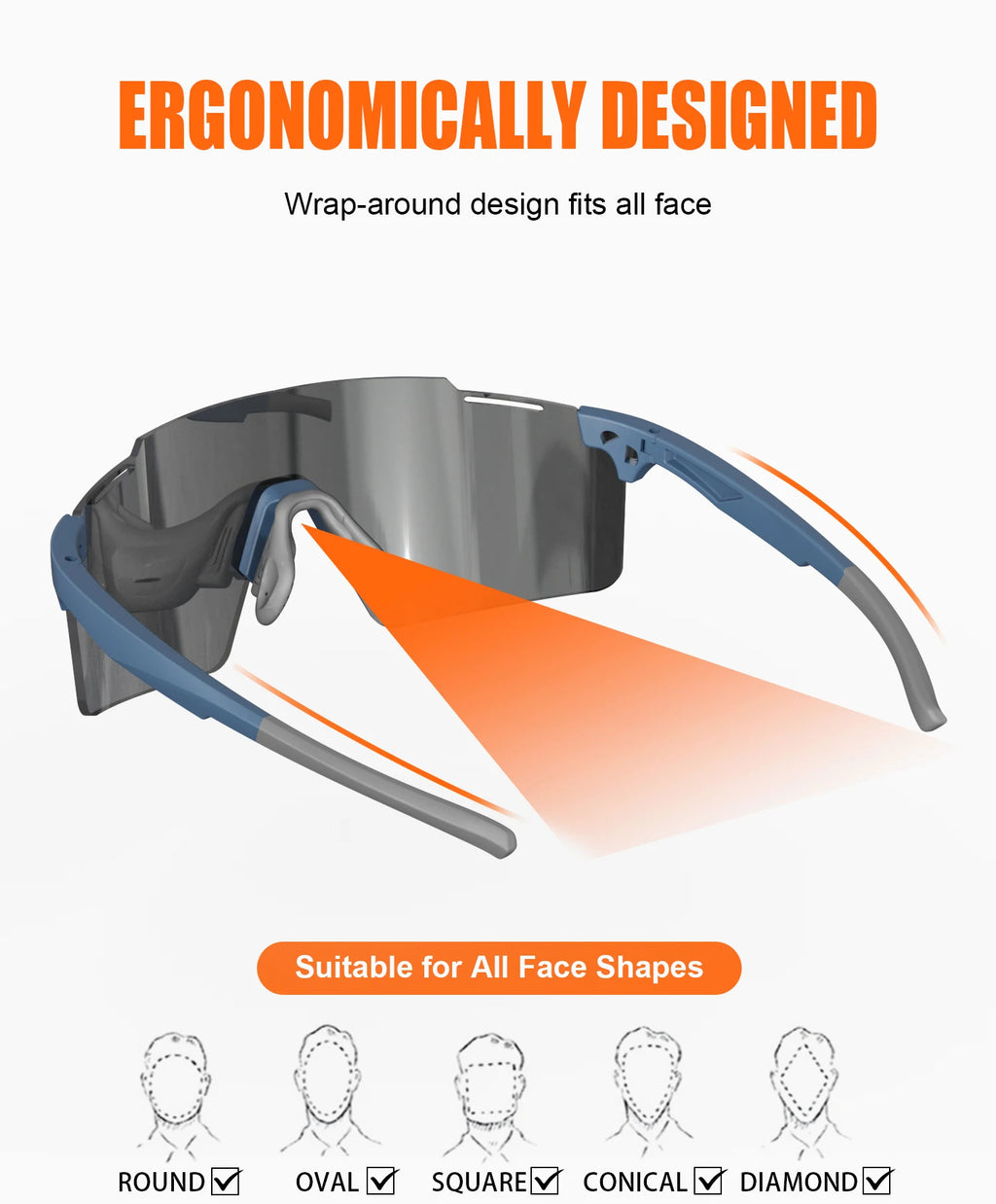 WORLUX KC03-06-C2 sports sunglasses with polarized mirrored lens for cycling and running - image 19