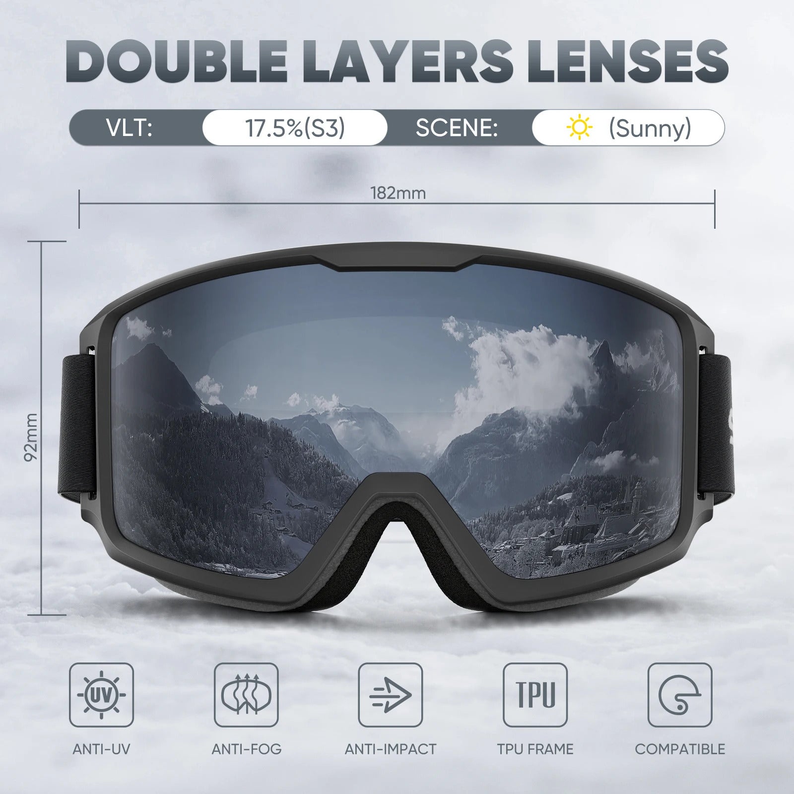WORLUX ski goggles with anti-fog UV400 lens for snowboarding - image 9