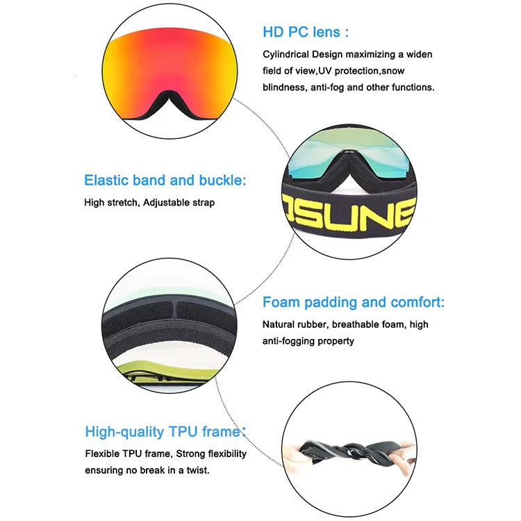 WORLUX ski goggles with anti-fog UV400 lens for snowboarding - image 3