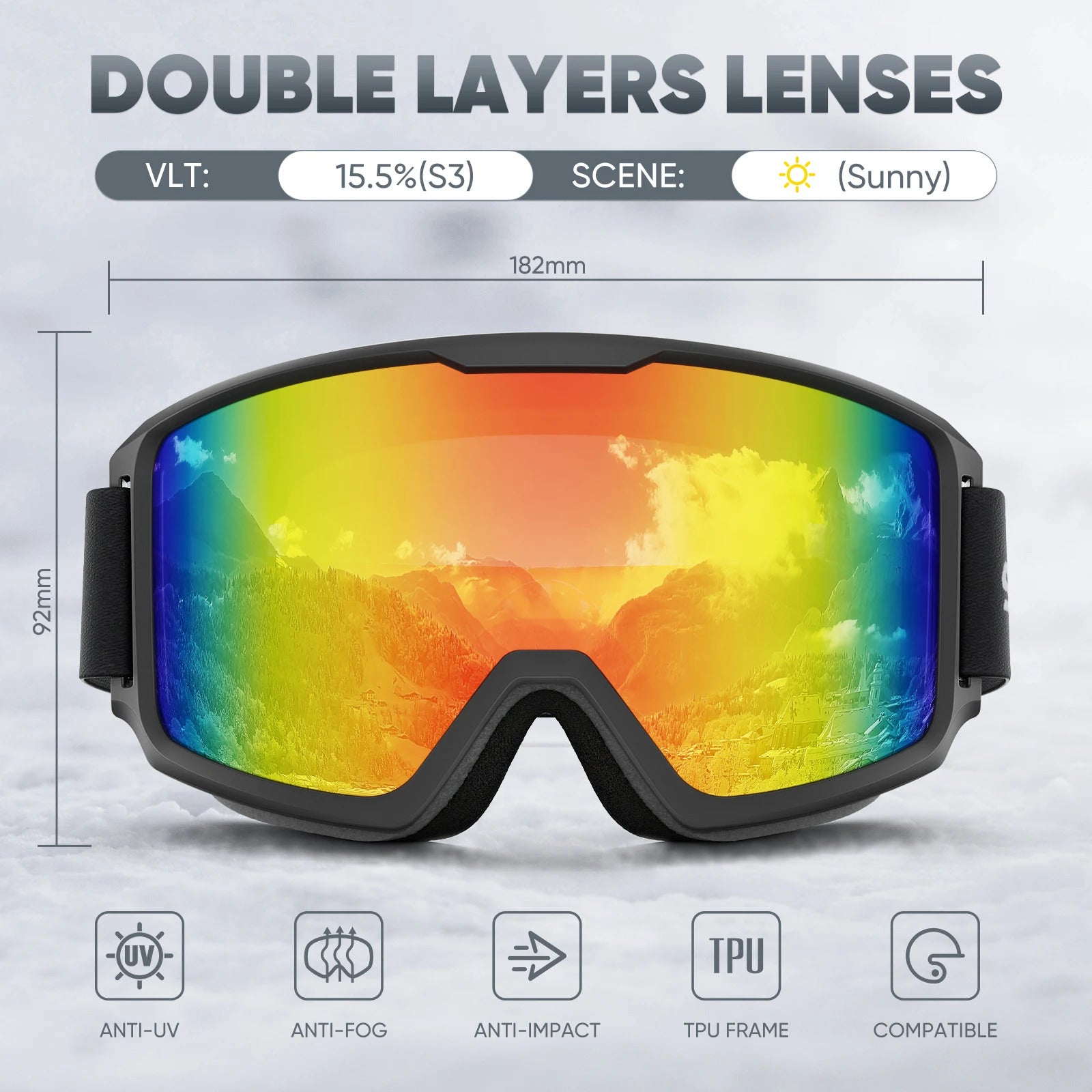 WORLUX ski goggles with anti-fog UV400 lens for snowboarding - image 7