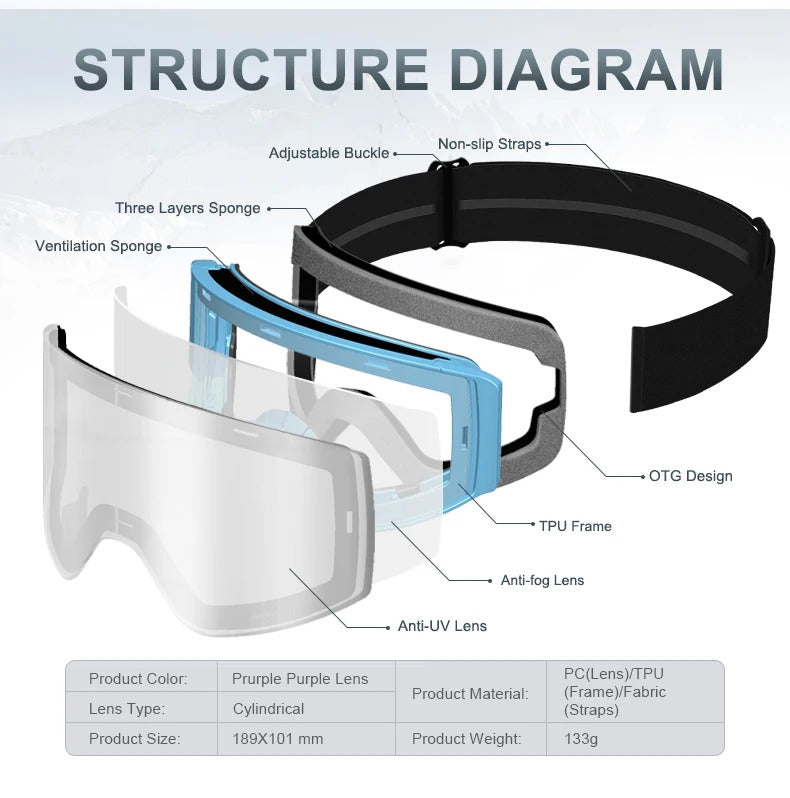 WORLUX ski goggles with anti-fog UV400 lens for snowboarding - image 27