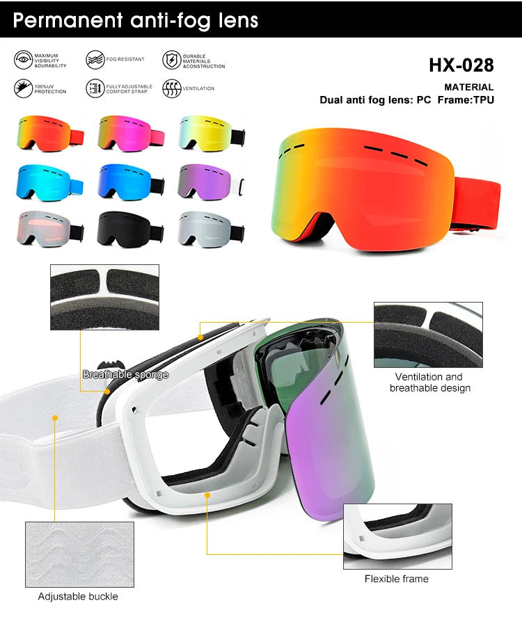 WORLUX ski goggles with anti-fog UV400 lens for snowboarding - image 14