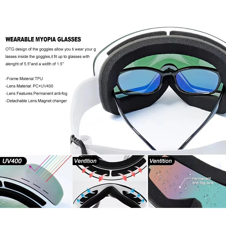 WORLUX ski goggles with anti-fog UV400 lens for snowboarding - image 2