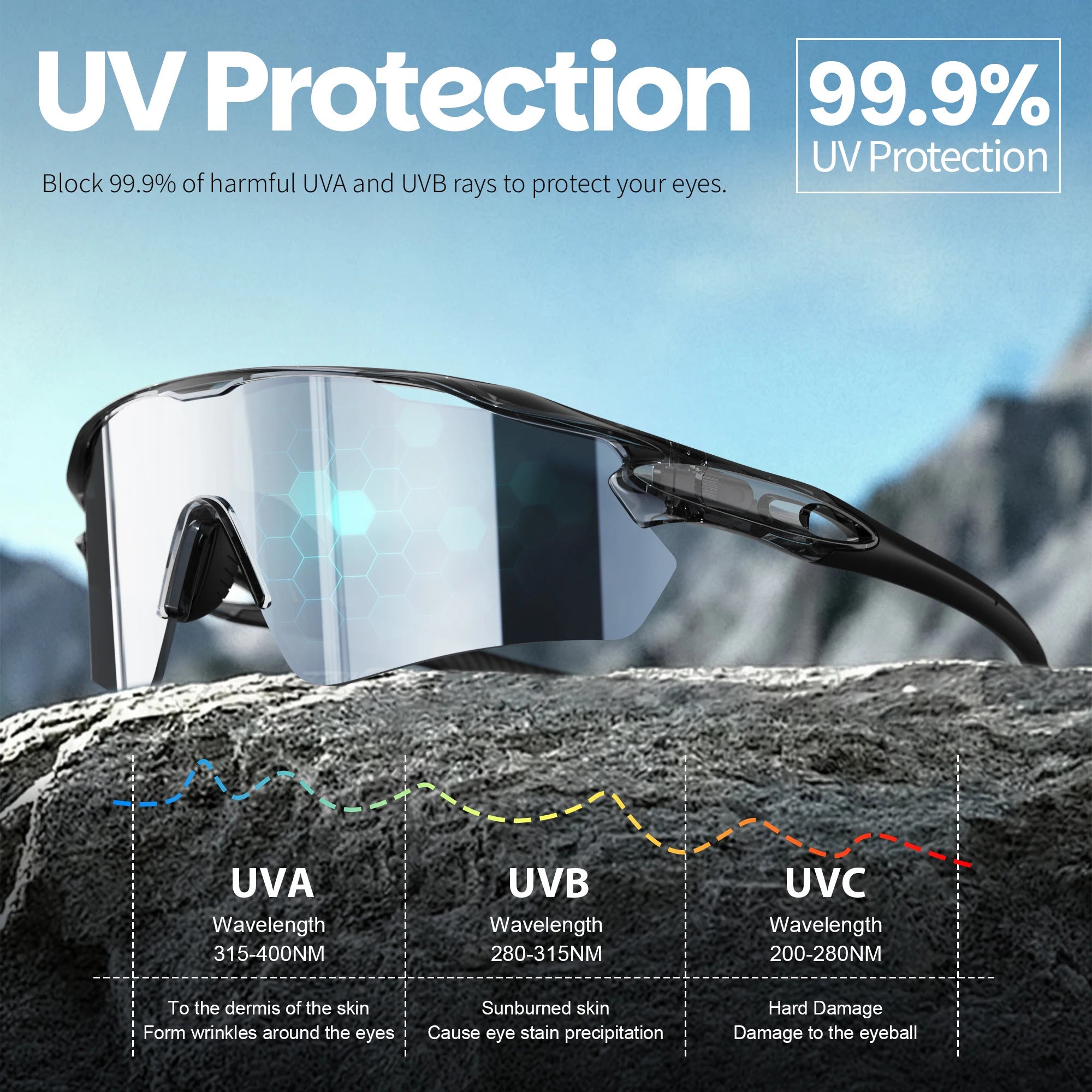 WORLUX KN-Y333-C6 sports sunglasses with polarized mirrored lens for cycling - image 4