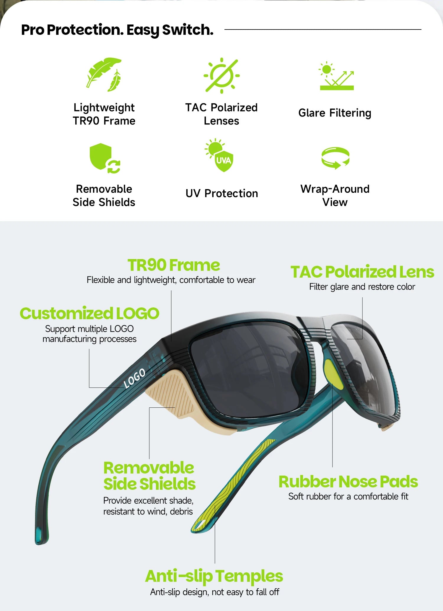 WORLUX KM-Y361F-C6 sports sunglasses with polarized mirrored lens for fishing and baseball - image 14