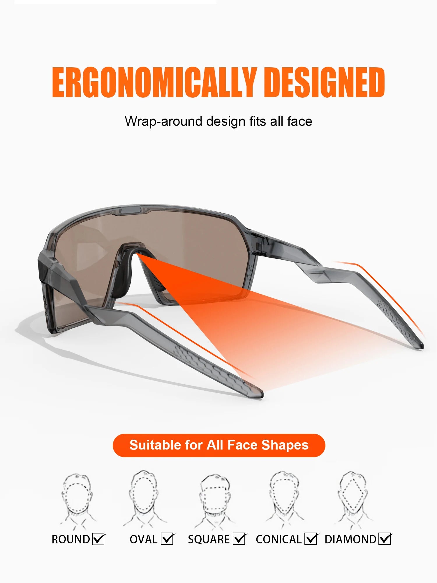 WORLUX KN-Y262-C6 sports sunglasses with polarized UV400 lens for cycling and running - image 24