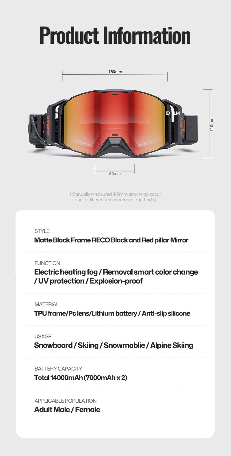 WORLUX ski goggles with anti-fog UV400 lens for snowboarding - image 23