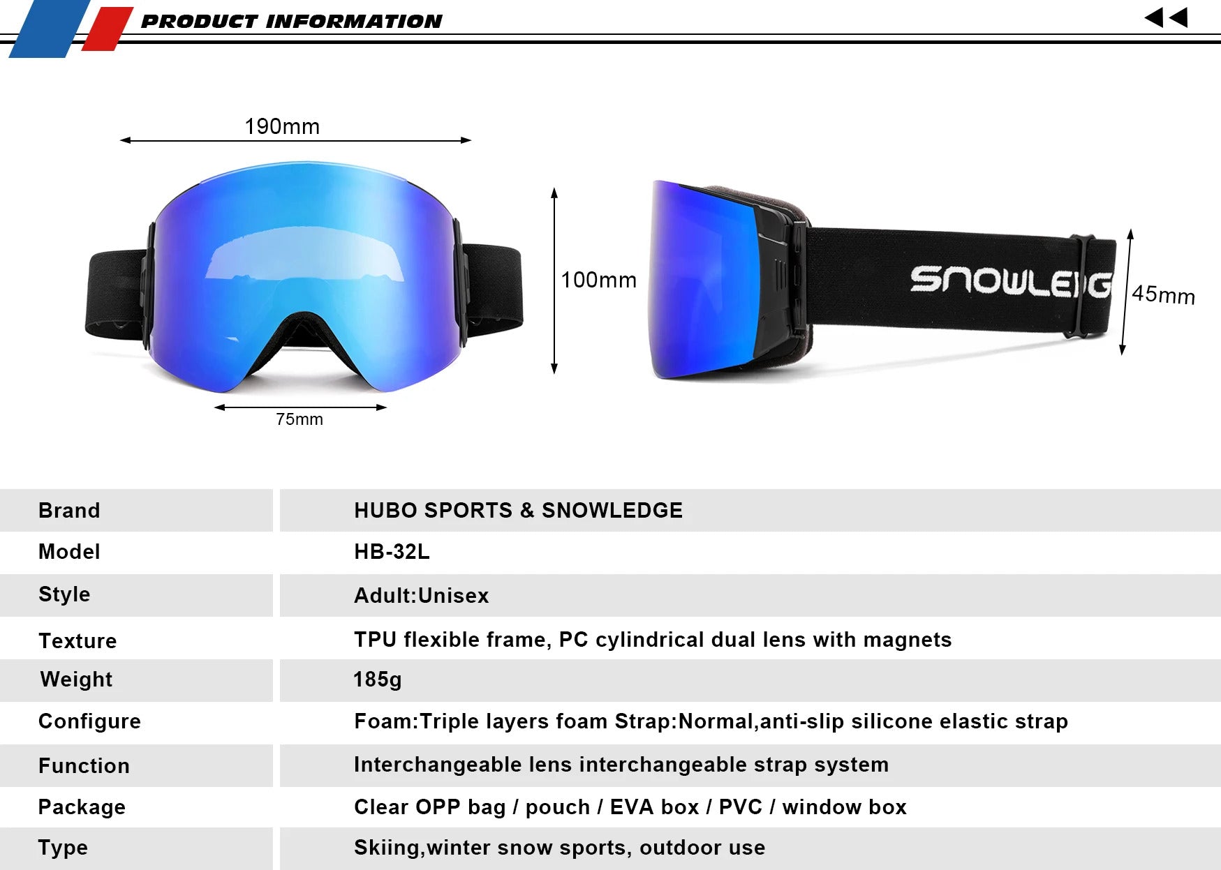 WORLUX ski goggles with magnetic lens for snowboarding - image 12