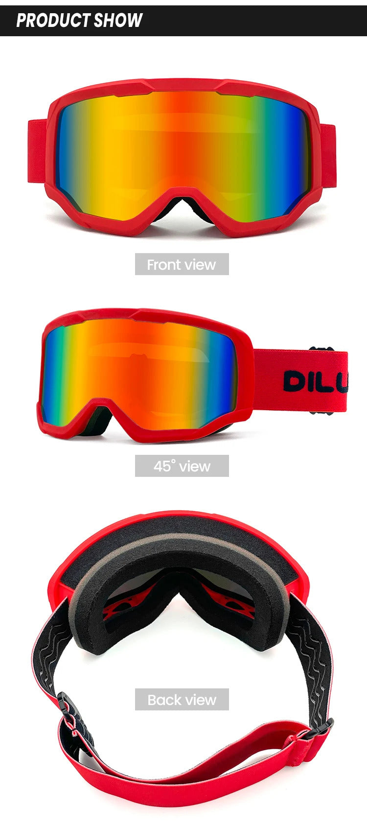 WORLUX UV400 ski goggles with anti-fog UV400 lens for snowboarding - image 18