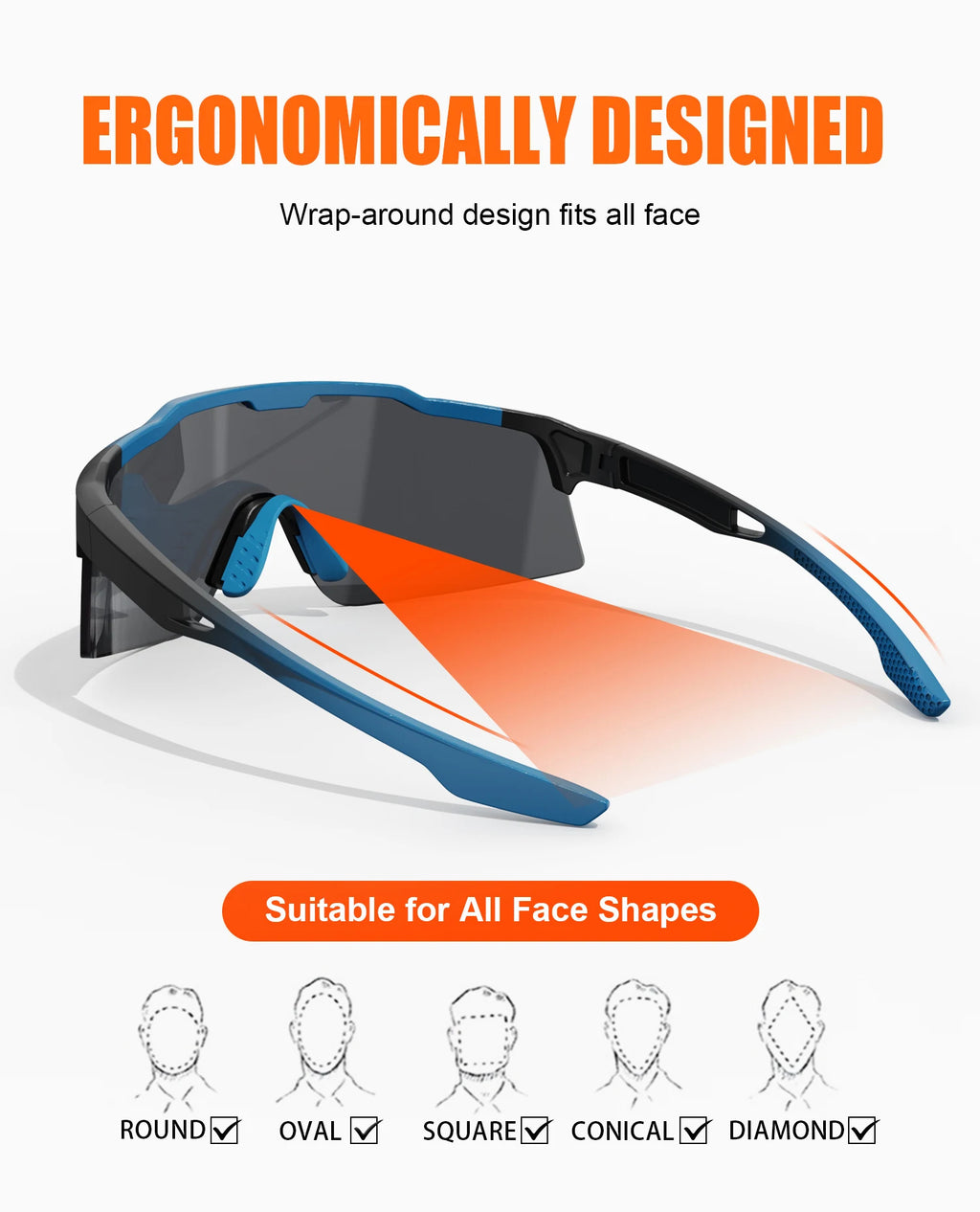 WORLUX KN11-19-C6 sports sunglasses with polarized UV400 lens for cycling and running - image 23