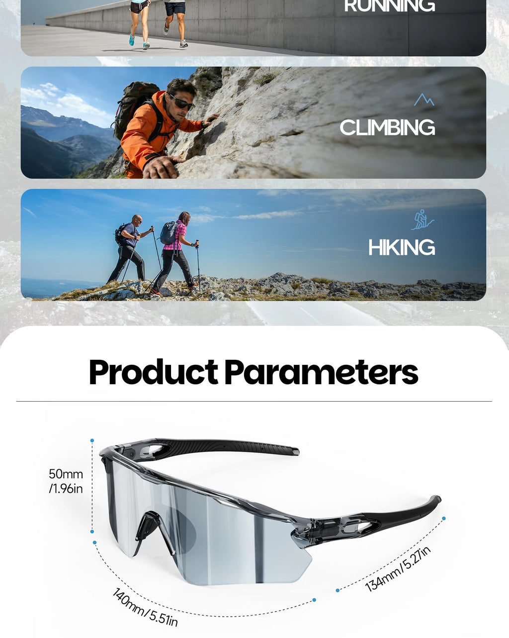 WORLUX KN-Y333-C6 sports sunglasses with polarized mirrored lens for cycling - image 18