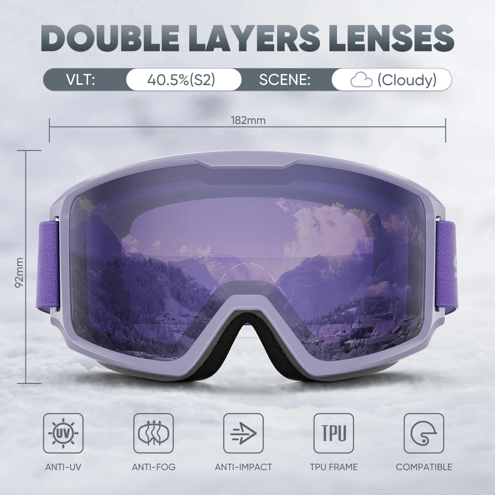 WORLUX ski goggles with anti-fog UV400 lens for snowboarding - image 10