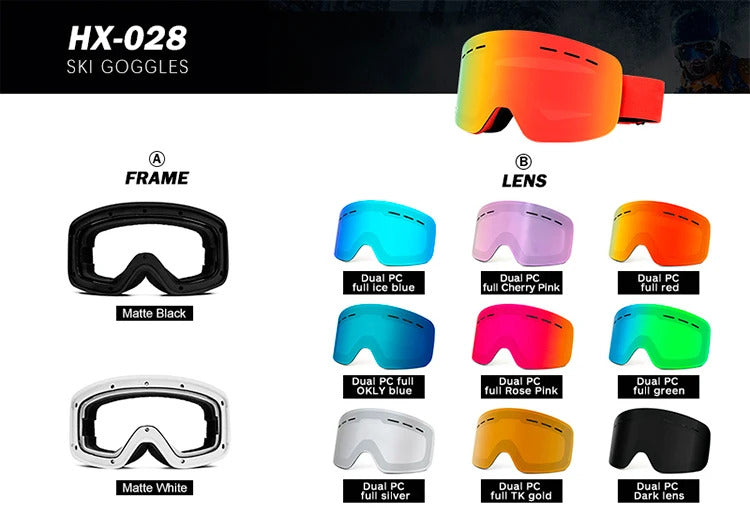 WORLUX ski goggles with anti-fog UV400 lens for snowboarding - image 17