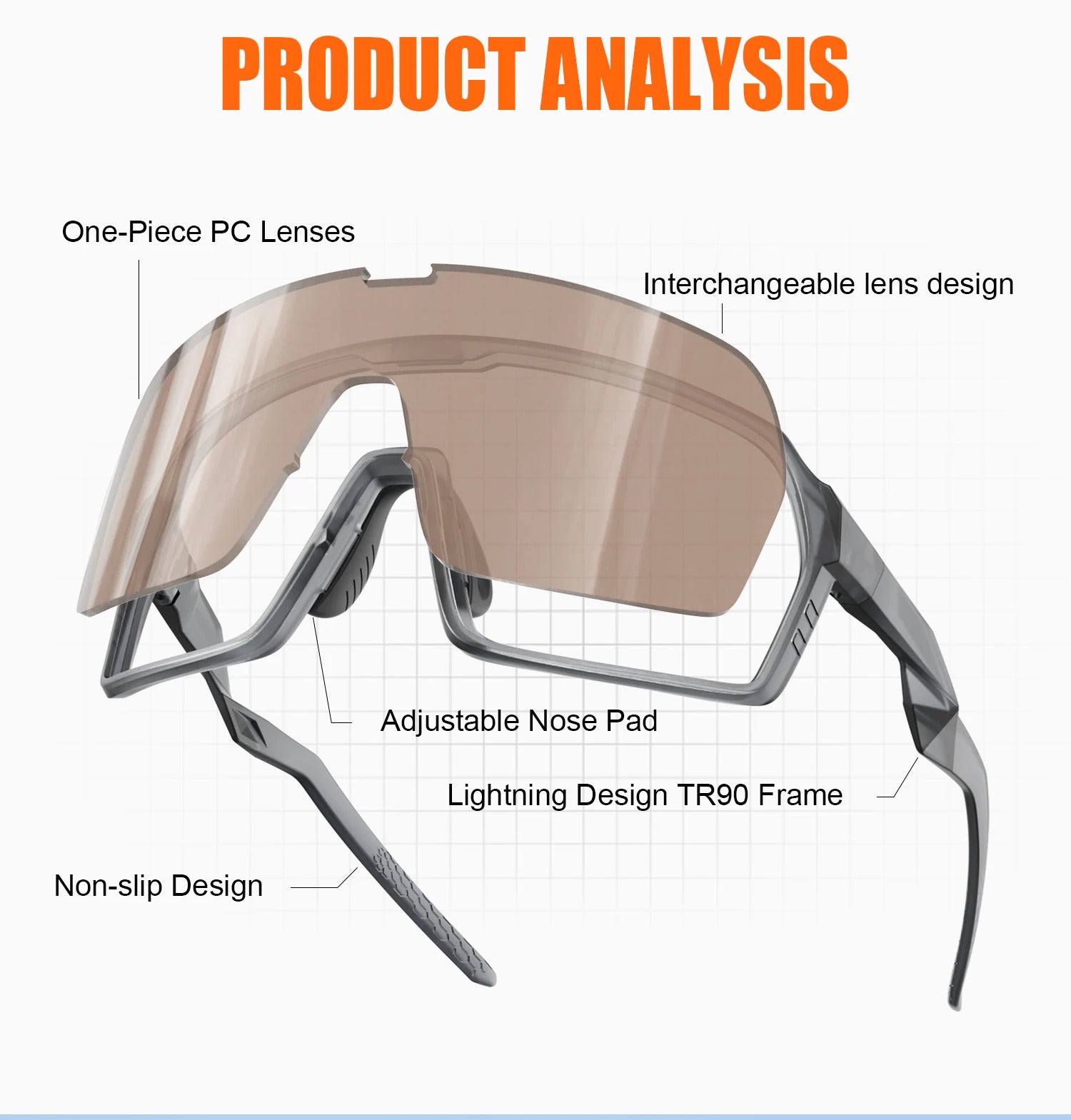 WORLUX KN-Y262-C6 sports sunglasses with polarized UV400 lens for cycling and running - image 18