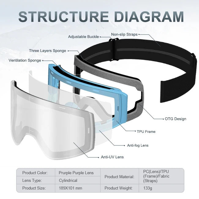 WORLUX ski goggles with anti-fog UV400 lens for snowboarding - image 5