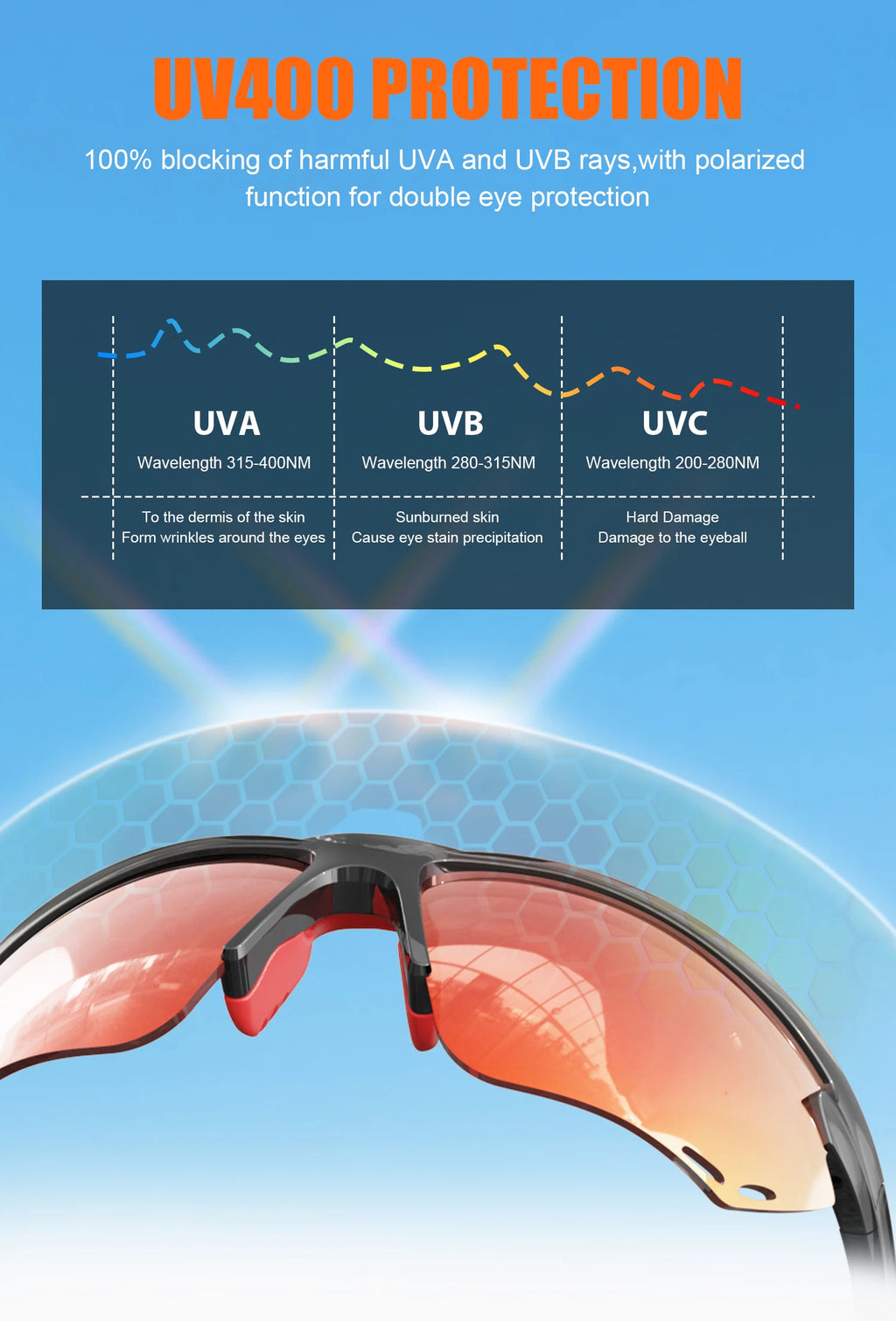 WORLUX JDS2153Y135-C2 sports sunglasses with polarized UV400 lens for cycling and running - image 15