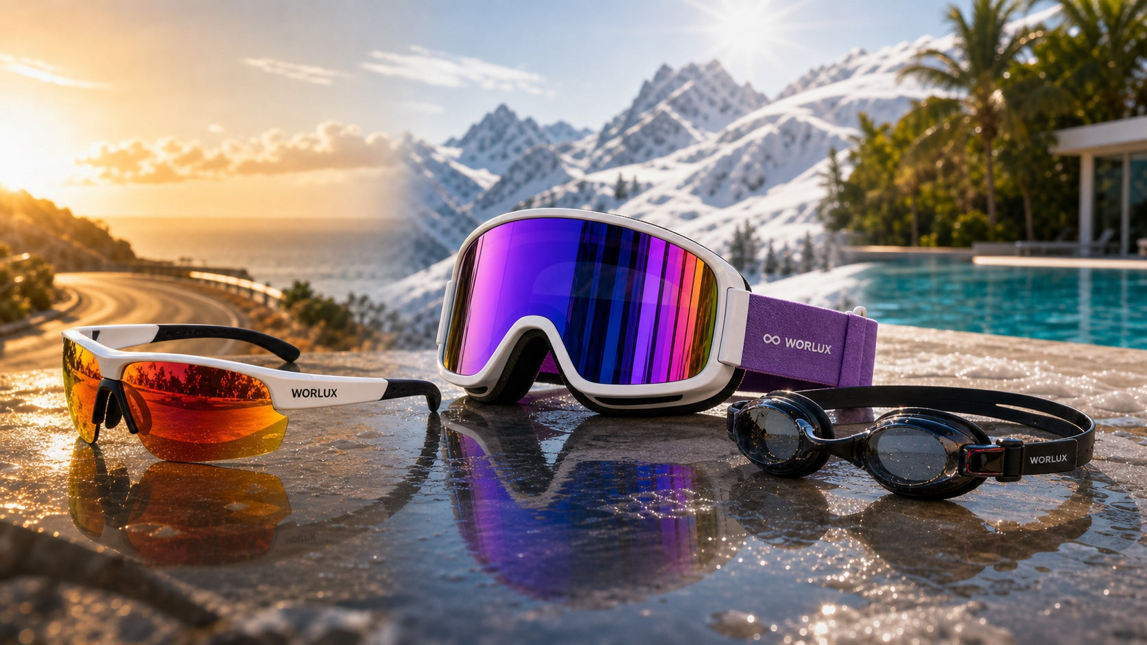 WORLUX Sports eyewear for road sunlight snow glare and swim light