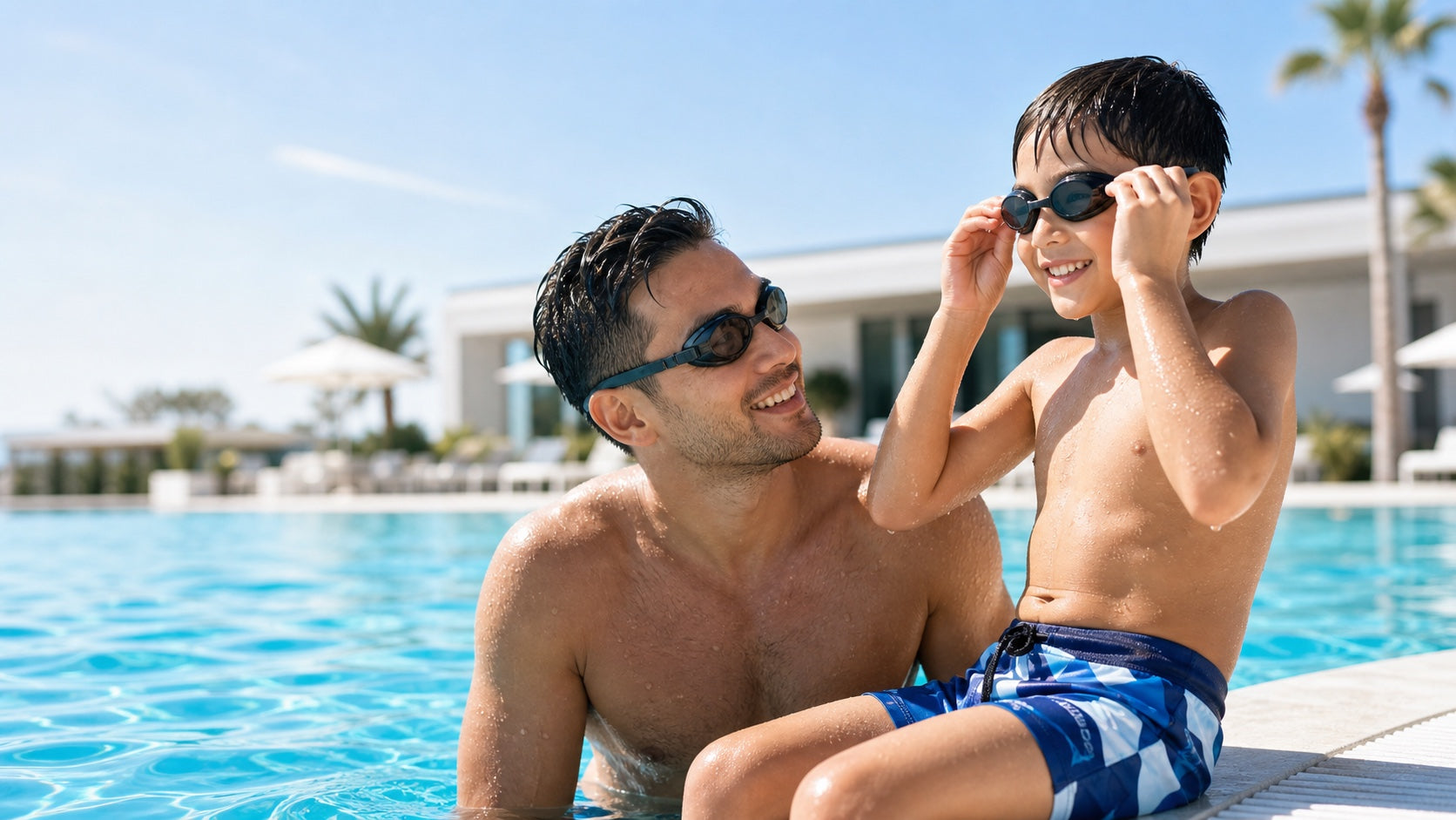 WORLUX Sports swim goggles family pool scene