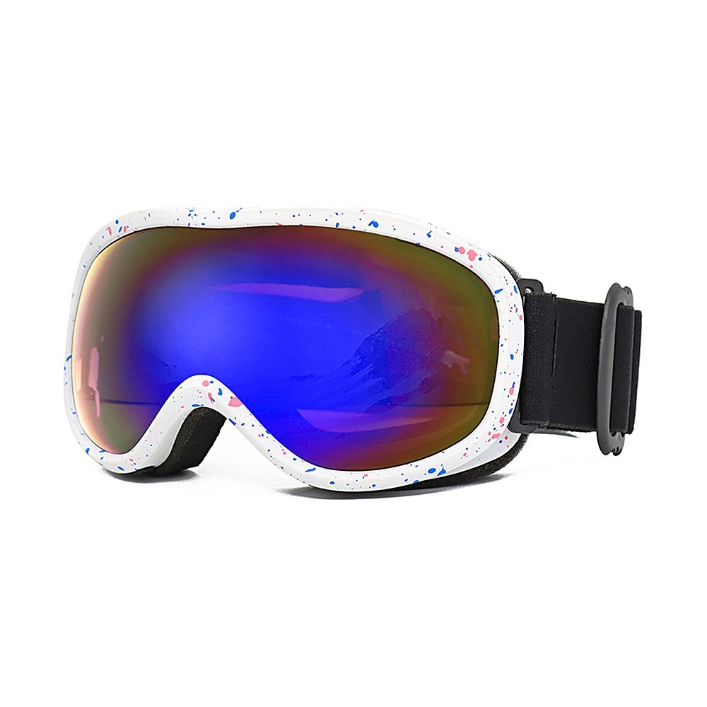 WORLUX HX032 ski goggles, white frame with blue mirror lens