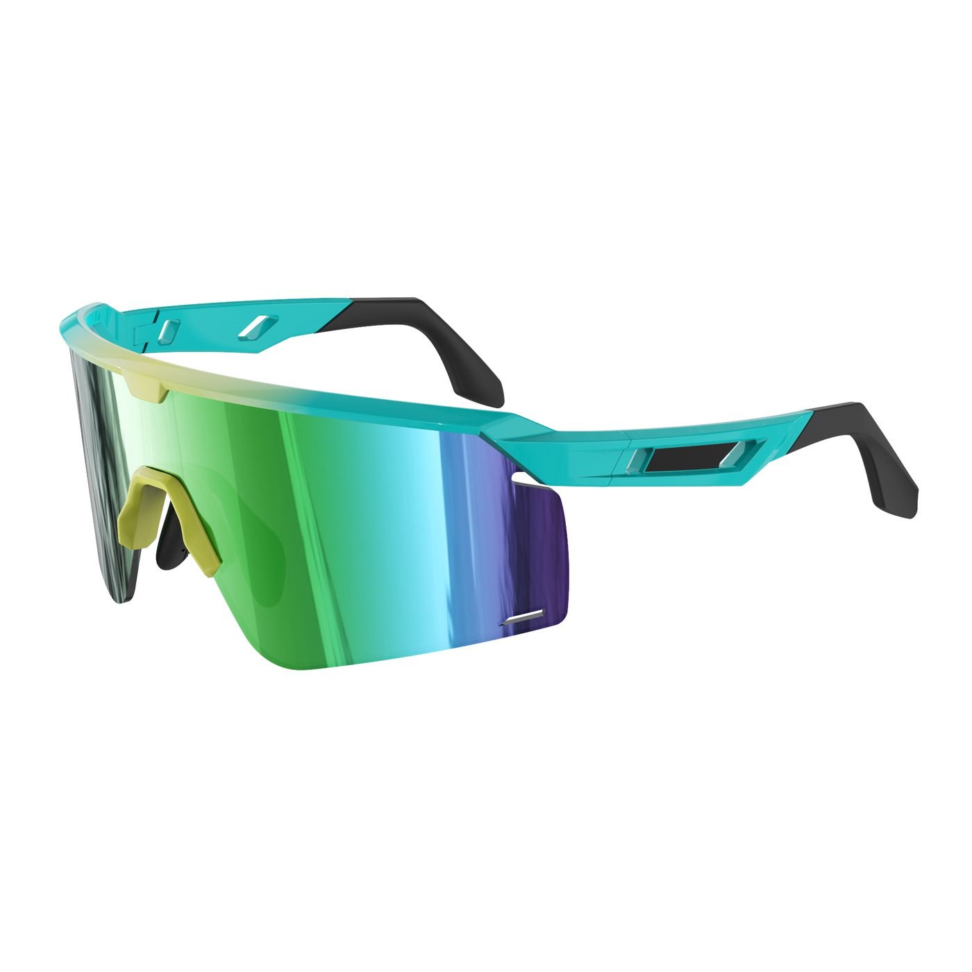 KC01-01 C6 Glossy Solid Teal with Light Pink-Yellow accents — 45° view