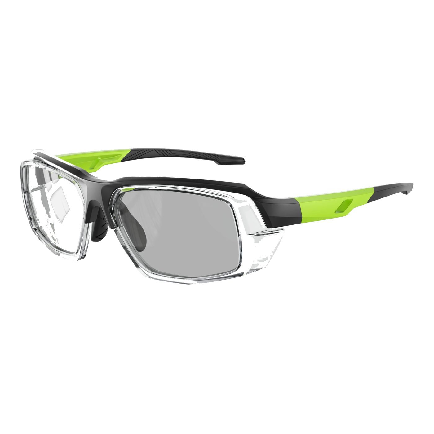 KL06-03 C4 Matte Black / Neon Green accents — 45° view
