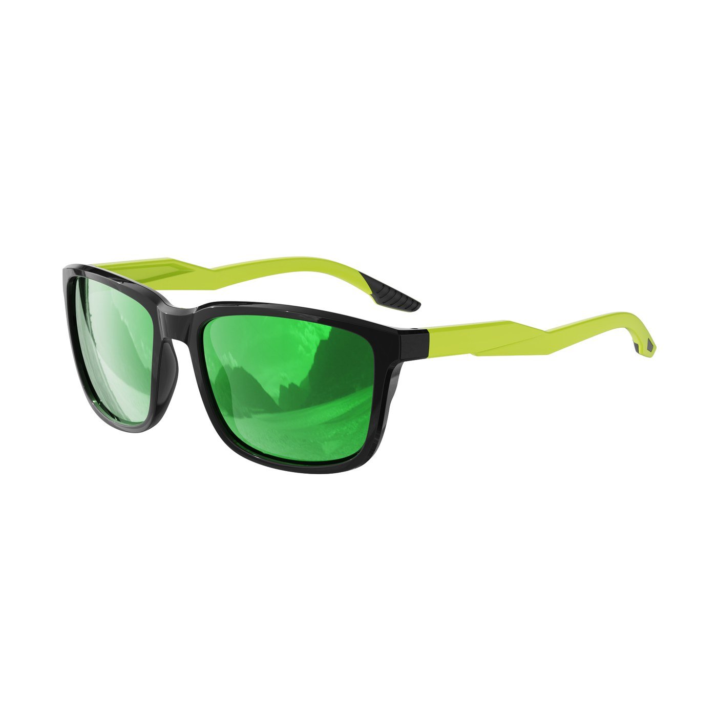 KM-Y351 C2 Glossy Black / Matte Neon Green — 45° view