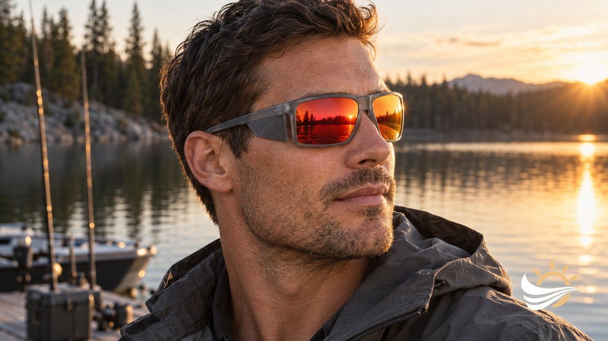 Fishing sunglasses in use on the water