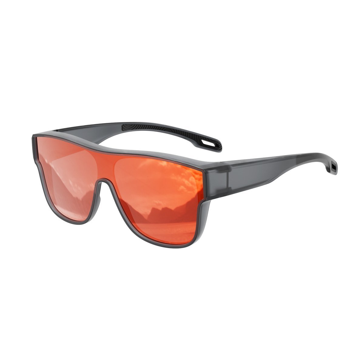 KT01-02 C4 Matte translucent dark grey Orange-red mirror